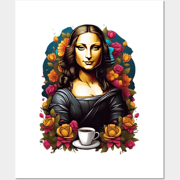 mona lisa coffee time Wall Art by Dandeliontattoo